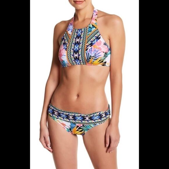 Tropical halter top/side tie bikini. NWT - Picture 4 of 8